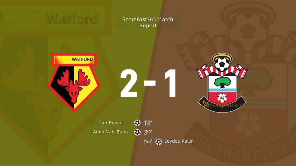[Championship Round 1] Watford vs Southampton Match Result: Watford (2-1) Southampton Score Report
